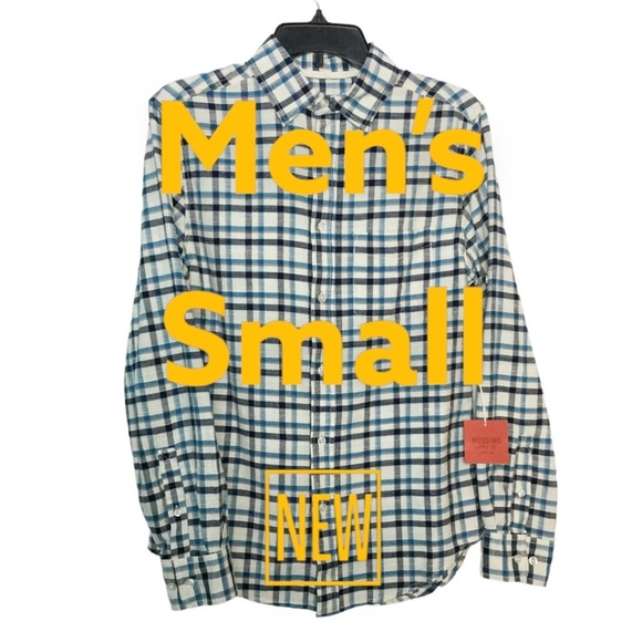 Men’s Mossimo S Small Button Front Flannel Shirt Plaid Checked Blue Pocket NWT - Picture 2 of 9